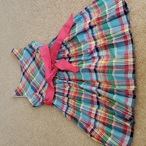 Polo ralph lauren madras plaid button back fit and flare dress size 14 euc